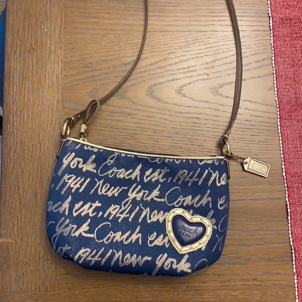 Gold and Blue Coach Purse
